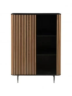 Buffet haut design placage bois de chêne Linea, larg. 98 x haut. 135 cm -Entrée & couloir Soldes Buffet haut design placage bois de chene Linea 4