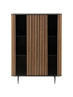 Buffet haut design placage bois de chêne Linea, larg. 98 x haut. 135 cm -Entrée & couloir Soldes Buffet haut design placage bois de chene Linea 5