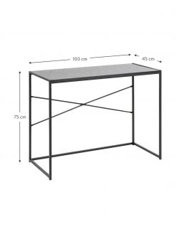 Bureau &eacute;troit bois et m&eacute;tal Seaford, larg. 100 x prof. 45 cm -Entrée & couloir Soldes Bureau etroit bois et metal Seaford 2