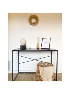 Bureau &eacute;troit bois et m&eacute;tal Seaford, larg. 100 x prof. 45 cm -Entrée & couloir Soldes Bureau etroit bois et metal Seaford 5