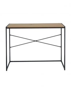 Bureau &eacute;troit en bois et m&eacute;tal Seaford, larg. 100 x prof. 45 cm -Entrée & couloir Soldes Bureau etroit en bois et metal Seaford 3
