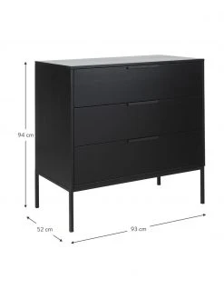 Commode noire à tiroirs Adam, larg. 94 x haut. 93 cm -Entrée & couloir Soldes Commode noire a tiroirs Adam 2