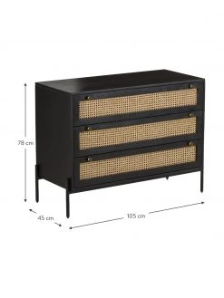 Westwing Collection Commode noire en cannage Vienna, larg. 105 x haut. 78 cm -Entrée & couloir Soldes Commode noire en cannage Vienna 4
