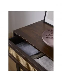 Westwing Collection Commode noire en cannage brun fonc&eacute; Vienna, larg. 105 x haut. 78 cm -Entrée & couloir Soldes Commode noire en cannage brun fonce Vienna 2