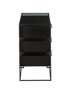 Westwing Collection Commode noire plateau en verre Lyle, larg. 100 x haut. 82 cm -Entrée & couloir Soldes Commode noire plateau en verre Lyle 10