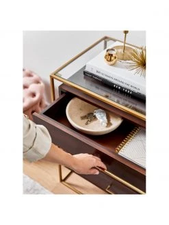 Westwing Collection Commode noire plateau en verre Lyle, larg. 100 x haut. 82 cm -Entrée & couloir Soldes Commode noire plateau en verre Lyle 2