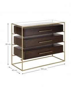 Westwing Collection Commode noire plateau en verre Lyle, larg. 100 x haut. 82 cm -Entrée & couloir Soldes Commode noire plateau en verre Lyle 3