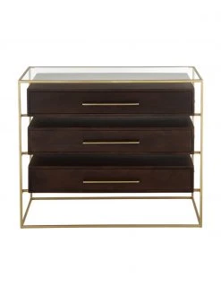 Westwing Collection Commode noire plateau en verre Lyle, larg. 100 x haut. 82 cm -Entrée & couloir Soldes Commode noire plateau en verre Lyle 4