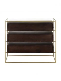 Westwing Collection Commode noire plateau en verre Lyle, larg. 100 x haut. 82 cm -Entrée & couloir Soldes Commode noire plateau en verre Lyle 5