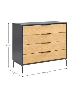 Commode plaquée chêne Stellar, larg. 100 x haut. 90 cm -Entrée & couloir Soldes Commode plaquee chene Stellar 2