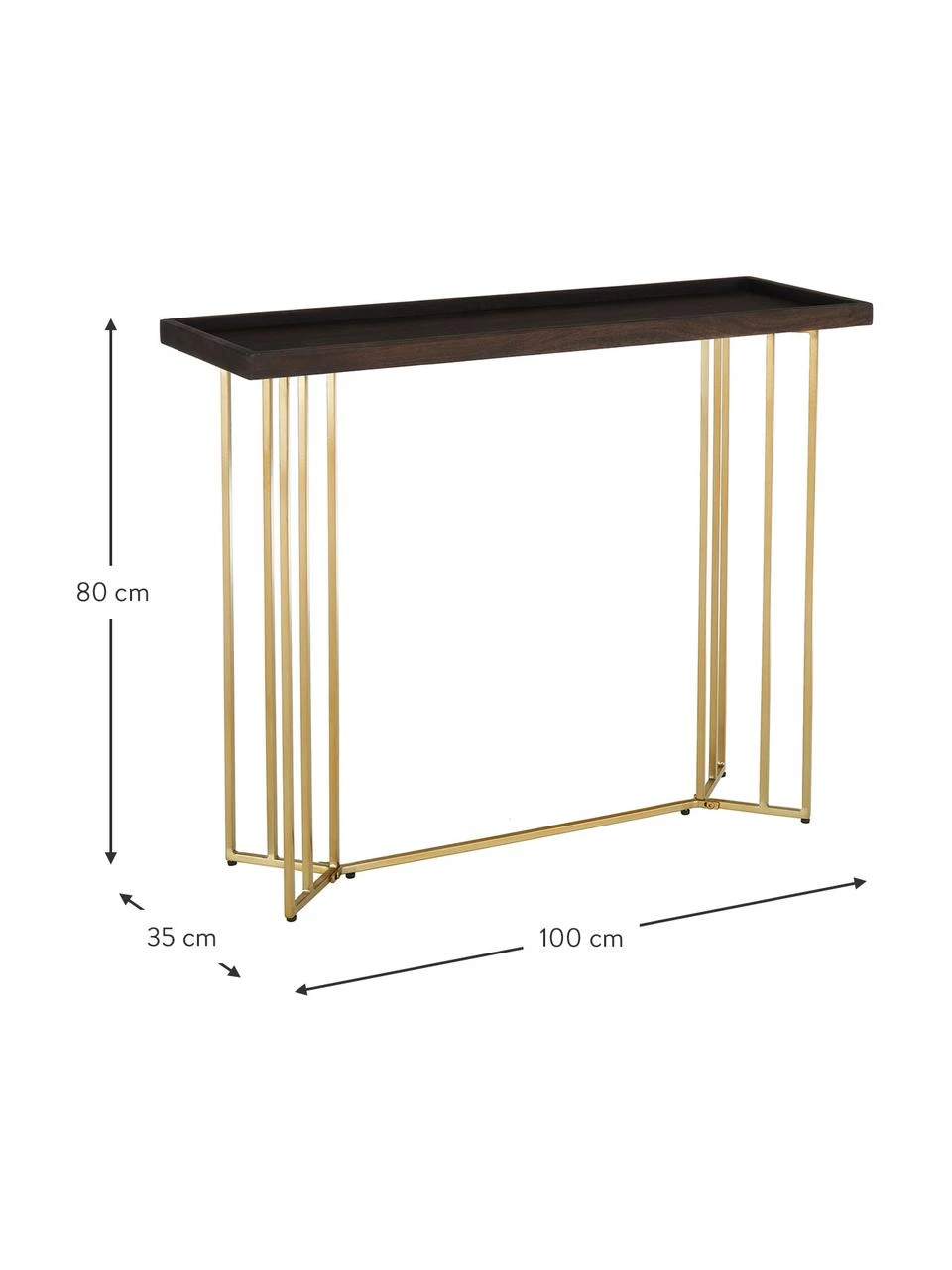 Westwing Collection Console avec plateau en bois massif Luca, larg. 100 x prof. 35 cm 3 Westwing Collection Console avec plateau en bois massif Luca, larg. 100 x prof. 35 cm – Image 3
