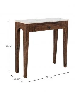 Bloomingville Console en manguier avec plateau en marbre Hauge, larg. 79 x haut. 76 cm -Entrée & couloir Soldes Console en manguier avec plateau en marbre Hauge 2