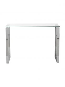 Console en verre cadre argent&eacute; Katrine, Larg. 110 x haut. 76 cm -Entrée & couloir Soldes Console en verre cadre argente Katrine 3