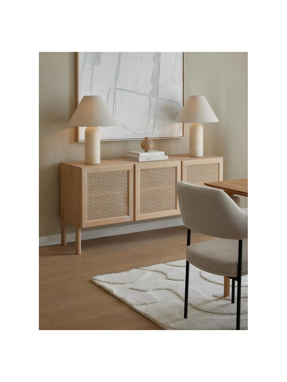 Westwing Collection Enfilade bois de chêne avec cannage Jolie, larg. 160 x haut. 75 cm 2 Westwing Collection Enfilade bois de chêne avec cannage Jolie, larg. 160 x haut. 75 cm – Image 2