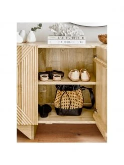 Westwing Collection Enfilade bois massif avec portes Louis, larg. 177 x haut. 75 cm -Entrée & couloir Soldes Enfilade bois massif avec portes Louis 2