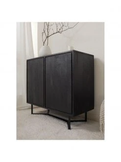 Westwing Collection Enfilade bois massif noir Luca, larg. 90 x haut. 83 cm -Entrée & couloir Soldes Enfilade bois massif noir Luca 8