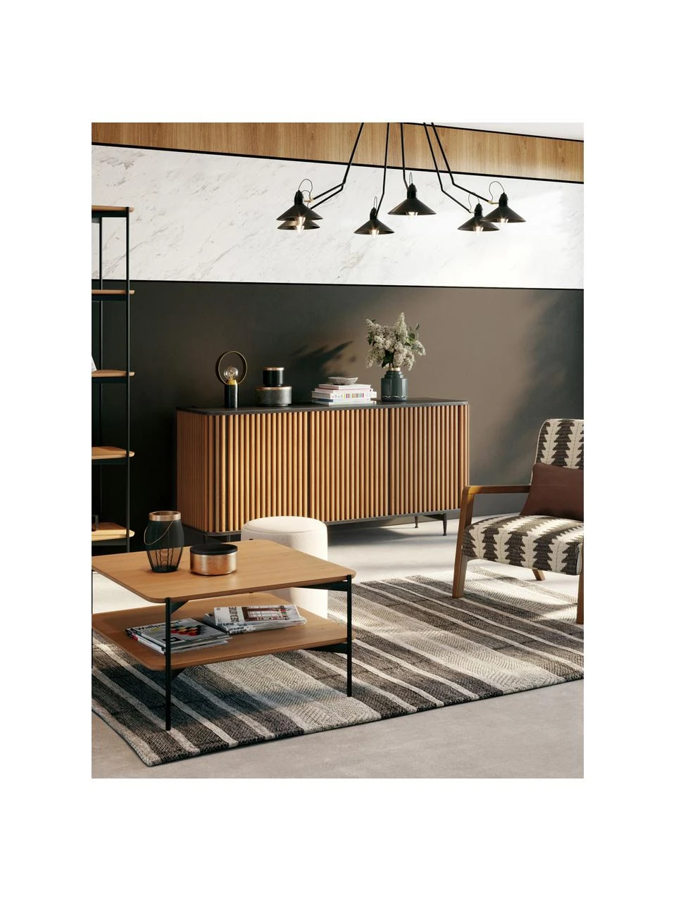 Enfilade design plaquée chêne Linea, larg. 159 x haut. 74 cm 2 Enfilade design plaquée chêne Linea, larg. 159 x haut. 74 cm – Image 2