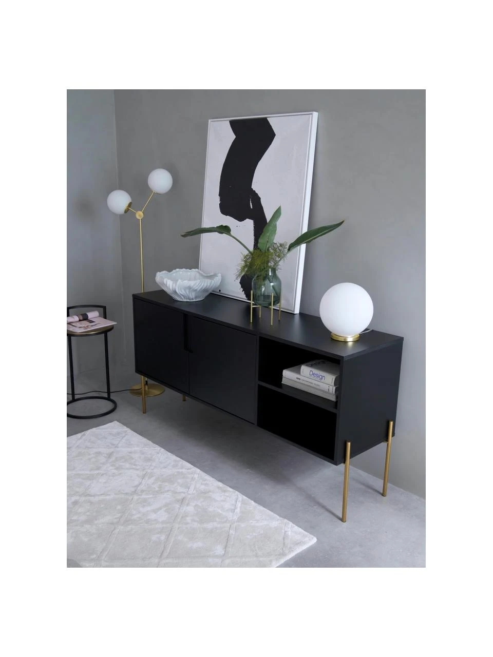 Westwing Collection Enfilade noire Jesper, larg. 160 x haut. 80 cm 2 Westwing Collection Enfilade noire Jesper, larg. 160 x haut. 80 cm – Image 2