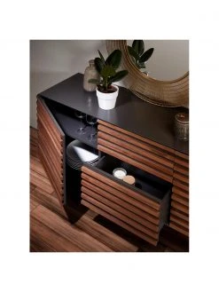 Enfilade plaqu&eacute;e noyer Kesia, larg. 162 x haut. 74 cm -Entrée & couloir Soldes Enfilade plaquee noyer Kesia 4