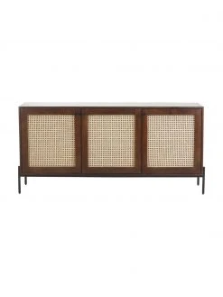 Westwing Collection Enfilade rétro cannage brun foncé Vienna, larg. 165 x haut. 78 cm -Entrée & couloir Soldes Enfilade retro cannage brun fonce Vienna 5