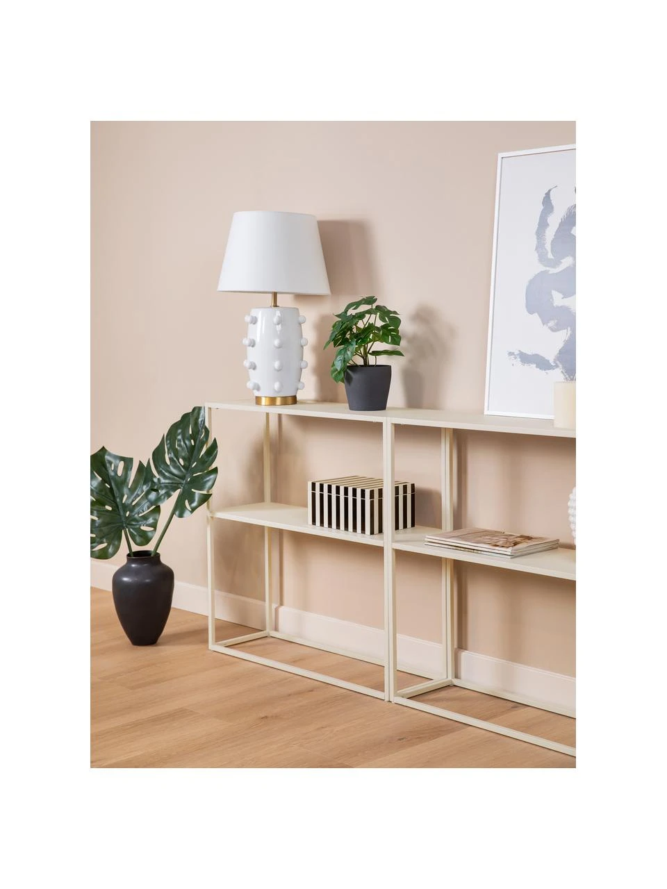 Westwing Collection Étagère industrielle en métal beige avec tablette Neptun, larg. 80 x haut. 80 cm 4 Westwing Collection Étagère industrielle en métal beige avec tablette Neptun, larg. 80 x haut. 80 cm – Image 4