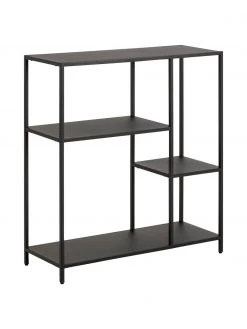 Westwing Collection Étagère industrielle en métal noir avec espaces de rangement Neptun, larg. 80 x haut. 86 cm