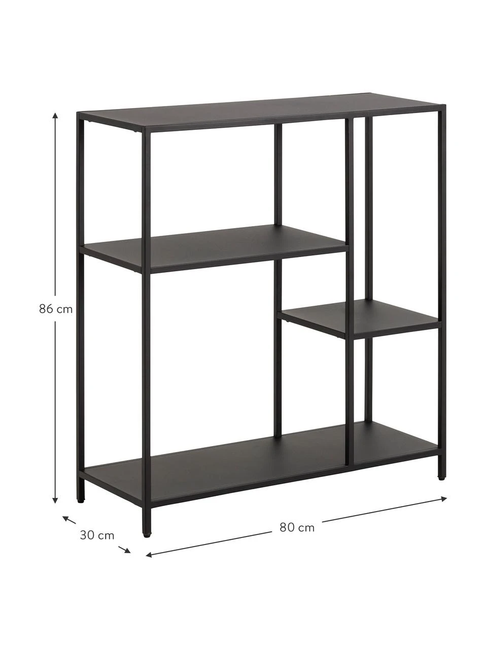 Westwing Collection Étagère industrielle en métal noir avec espaces de rangement Neptun, larg. 80 x haut. 86 cm 4 Westwing Collection Étagère industrielle en métal noir avec espaces de rangement Neptun, larg. 80 x haut. 86 cm – Image 4