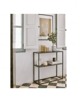 Westwing Collection Étagère industrielle en métal noir avec tablette Neptun, larg. 80 x haut 80 cm -Entrée & couloir Soldes Etagere industrielle en metal noir avec tablette Neptun 2