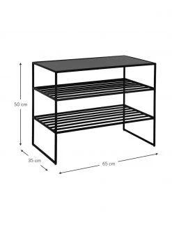 Étagère noire à chaussures Bench, larg. 65 x haut. 50 cm -Entrée & couloir Soldes Etagere noire a chaussures Bench 2
