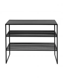 Étagère noire à chaussures Bench, larg. 65 x haut. 50 cm -Entrée & couloir Soldes Etagere noire a chaussures Bench 3