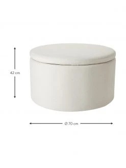 Westwing Collection Grand tabouret avec coffre beige Alida, Ø 70 x haut. 42 cm -Entrée & couloir Soldes Grand tabouret avec coffre beige Alida 2