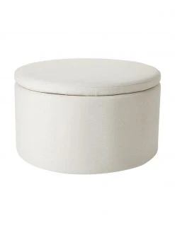 Westwing Collection Grand tabouret avec coffre beige Alida, Ø 70 x haut. 42 cm