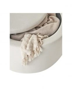 Westwing Collection Grand tabouret avec coffre beige Alida, Ø 70 x haut. 42 cm -Entrée & couloir Soldes Grand tabouret avec coffre beige Alida 3