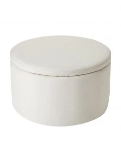 Westwing Collection Grand tabouret avec coffre beige Alida, Ø 70 x haut. 42 cm -Entrée & couloir Soldes Grand tabouret avec coffre beige Alida 4