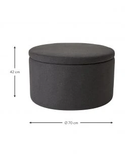 Westwing Collection Grand tabouret avec coffre gris foncé Alida, Ø 70 x haut. 42 cm -Entrée & couloir Soldes Grand tabouret avec coffre gris fonce Alida 2