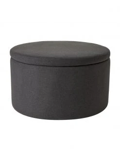 Westwing Collection Grand tabouret avec coffre gris foncé Alida, Ø 70 x haut. 42 cm