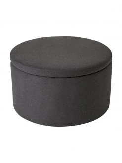 Westwing Collection Grand tabouret avec coffre gris foncé Alida, Ø 70 x haut. 42 cm -Entrée & couloir Soldes Grand tabouret avec coffre gris fonce Alida 4