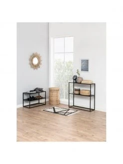 Westwing Collection Meuble à chaussures industriel métal noir Neptun, larg. 70 x haut. 45 cm -Entrée & couloir Soldes Meuble a chaussures industriel metal noir Neptun 5