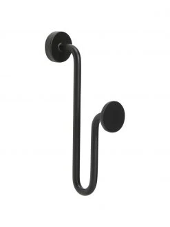 Hübsch Patère métal noir Swing, larg. 3 x haut. 13 cm