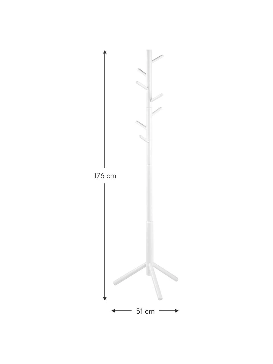 Porte-manteau en bois avec 6 crochets Bremen, larg. 51 x haut. 176 cm 3 Porte-manteau en bois avec 6 crochets Bremen, larg. 51 x haut. 176 cm – Image 3