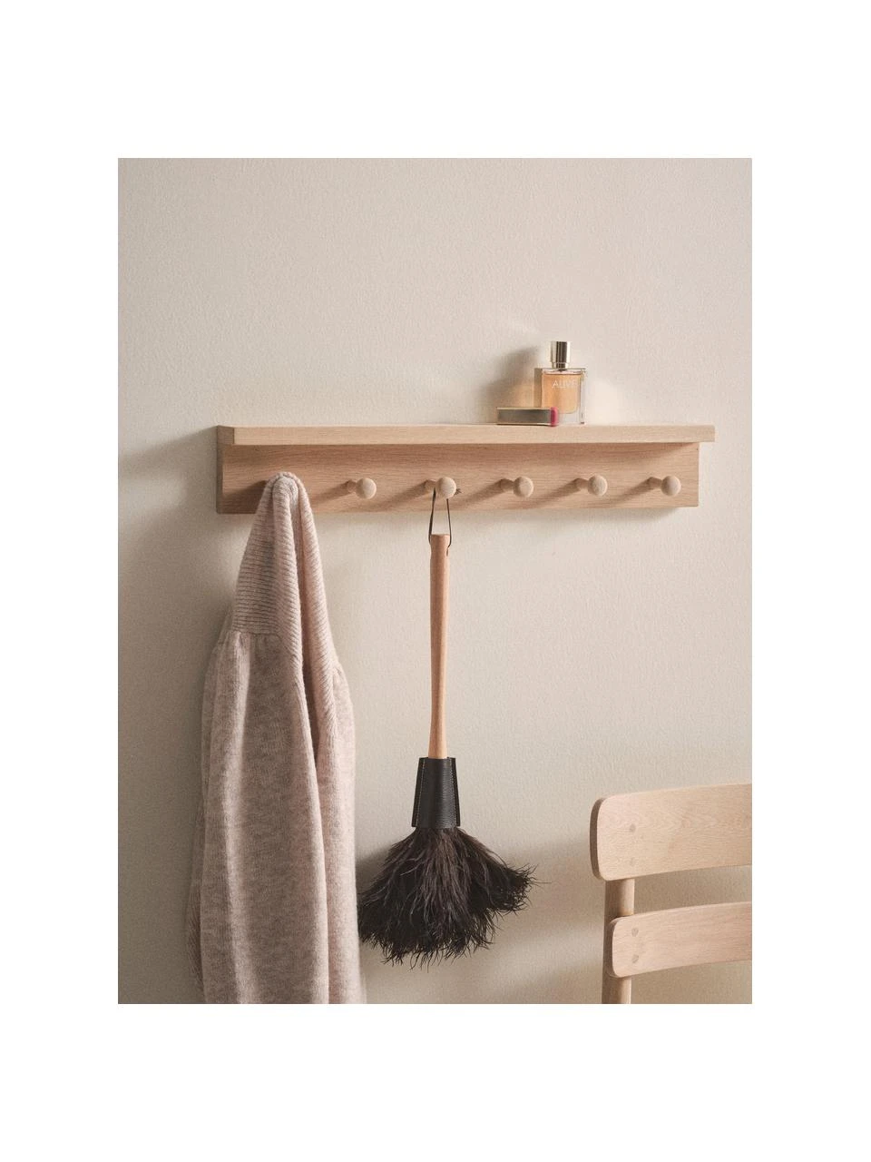 Portemanteau mural bois de chêne Oslo, larg. 60 x haut. 10 cm 2 Portemanteau mural bois de chêne Oslo, larg. 60 x haut. 10 cm – Image 2
