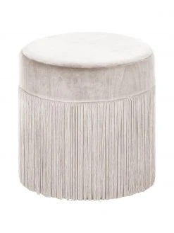 Westwing Collection Pouf à franges en champagne Adriana, ∅ 40 x haut. 40 cm