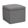 Westwing Collection Pouf avec rangement tissu bouclé gris foncé Winou, larg. 50 x haut. 48 cm