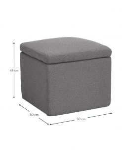 Westwing Collection Pouf avec rangement tissu bouclé gris foncé Winou, larg. 50 x haut. 48 cm -Entrée & couloir Soldes Pouf avec rangement tissu boucle gris fonce Winou 3