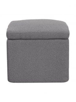 Westwing Collection Pouf avec rangement tissu bouclé gris foncé Winou, larg. 50 x haut. 48 cm -Entrée & couloir Soldes Pouf avec rangement tissu boucle gris fonce Winou 5