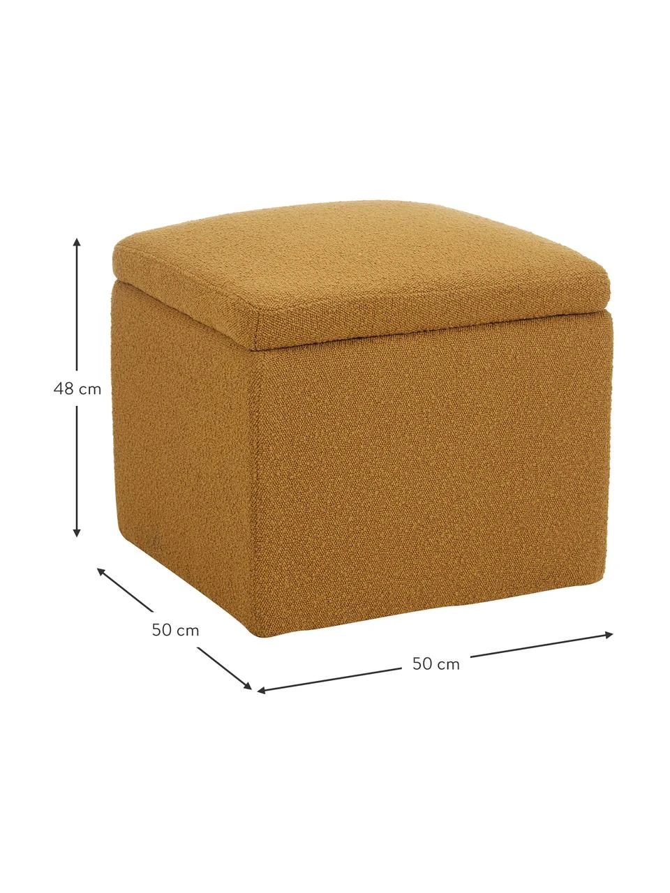 Westwing Collection Pouf avec rangement tissu bouclé jaune moutarde Winou, larg. 50 x haut. 48 cm 2 Westwing Collection Pouf avec rangement tissu bouclé jaune moutarde Winou, larg. 50 x haut. 48 cm – Image 2