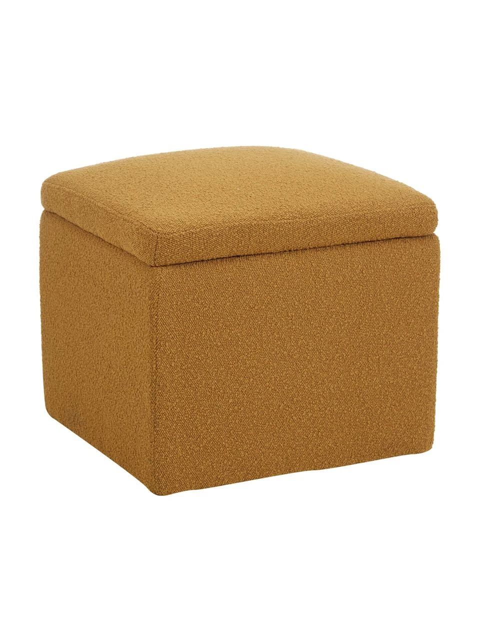 Westwing Collection Pouf avec rangement tissu bouclé jaune moutarde Winou, larg. 50 x haut. 48 cm 1 Westwing Collection Pouf avec rangement tissu bouclé jaune moutarde Winou, larg. 50 x haut. 48 cm