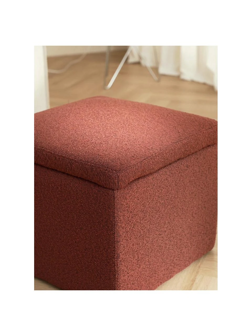 Westwing Collection Pouf avec rangement tissu bouclé rouge rouille Winou, larg. 50 x haut. 48 cm 3 Westwing Collection Pouf avec rangement tissu bouclé rouge rouille Winou, larg. 50 x haut. 48 cm – Image 3