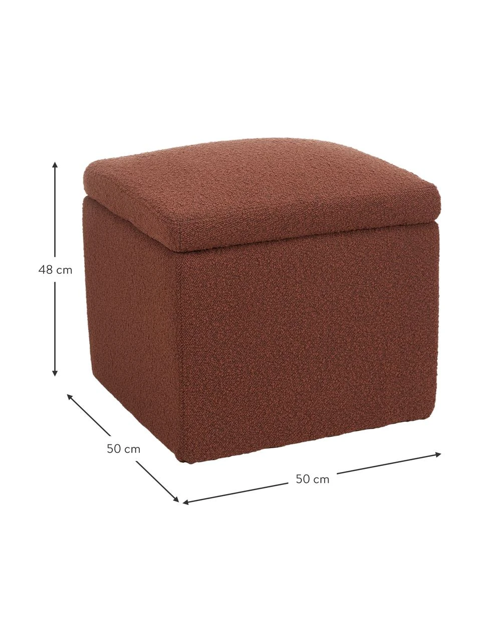 Westwing Collection Pouf avec rangement tissu bouclé rouge rouille Winou, larg. 50 x haut. 48 cm 4 Westwing Collection Pouf avec rangement tissu bouclé rouge rouille Winou, larg. 50 x haut. 48 cm – Image 4