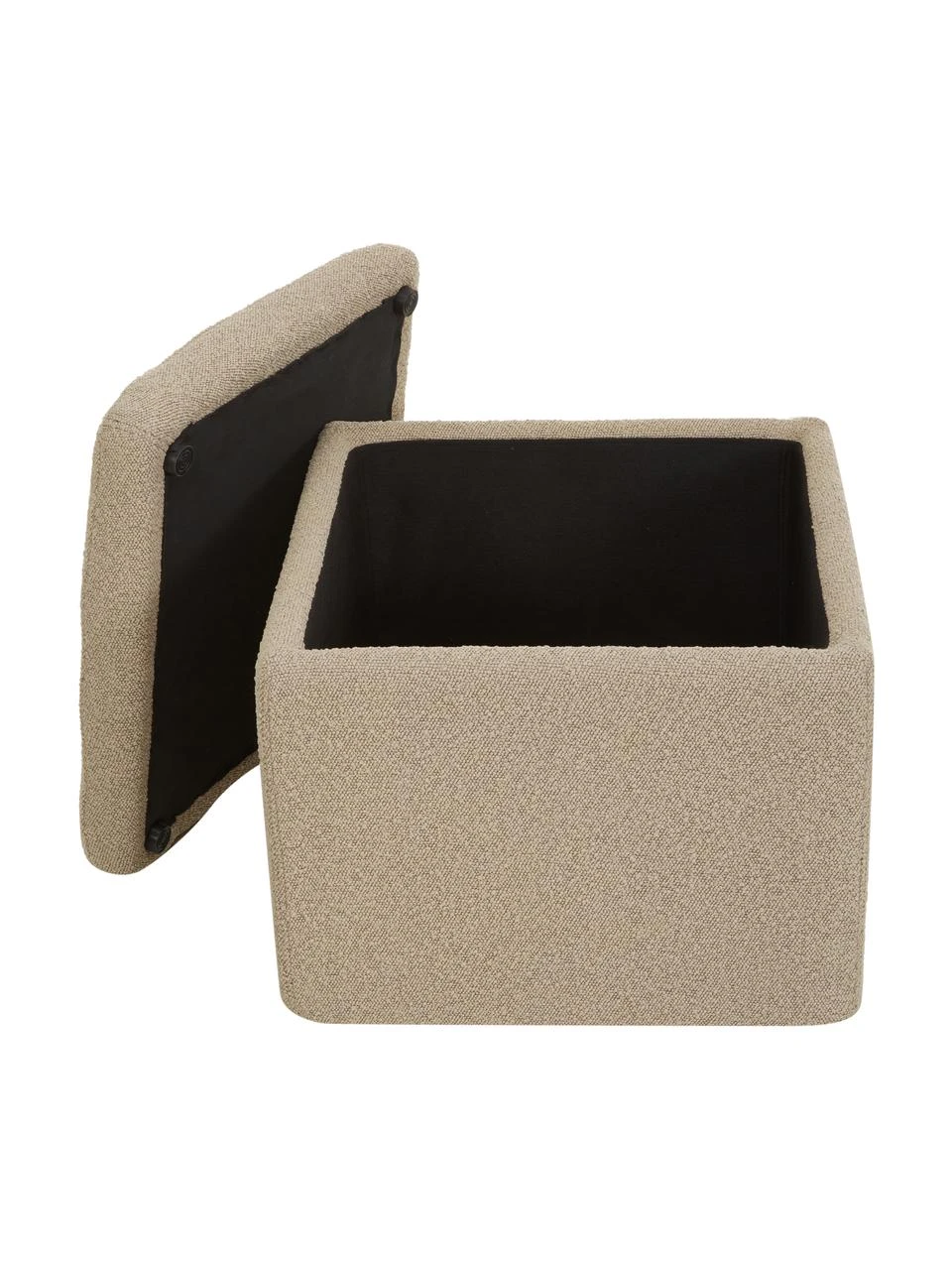 Westwing Collection Pouf avec rangement tissu bouclé taupe Winou, larg. 50 x haut. 48 cm 4 Westwing Collection Pouf avec rangement tissu bouclé taupe Winou, larg. 50 x haut. 48 cm – Image 4